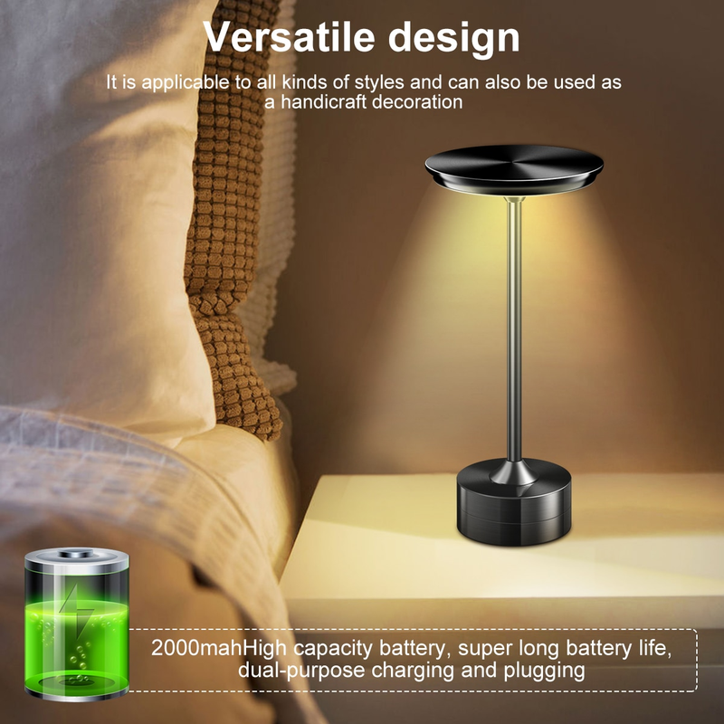 Schnurlose kabellose Tischlampe, Touch-Sensor, wiederaufladbar, Desktop-Nachtlicht, LED-Leselampe für Restaurant, Hotel, Bar, Schlafzimmer, Dekor-Licht_voghion.com