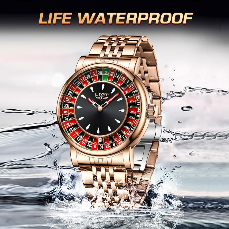 Creatieve luxe herenhorloges Roulette spel wijzerplaat mode herenhorloge waterdicht lichtgevend kwarts polshorloges rollende bal_voghion.com