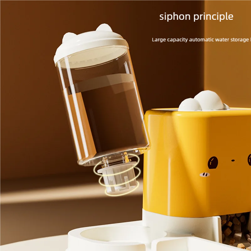 Automatischer Futter- und Wasserspender für eine niedliche, lächelnde Katze – Haustierbedarf, Futterorganizer, geeignet für Katzen und kleine Hunde._voghion.com