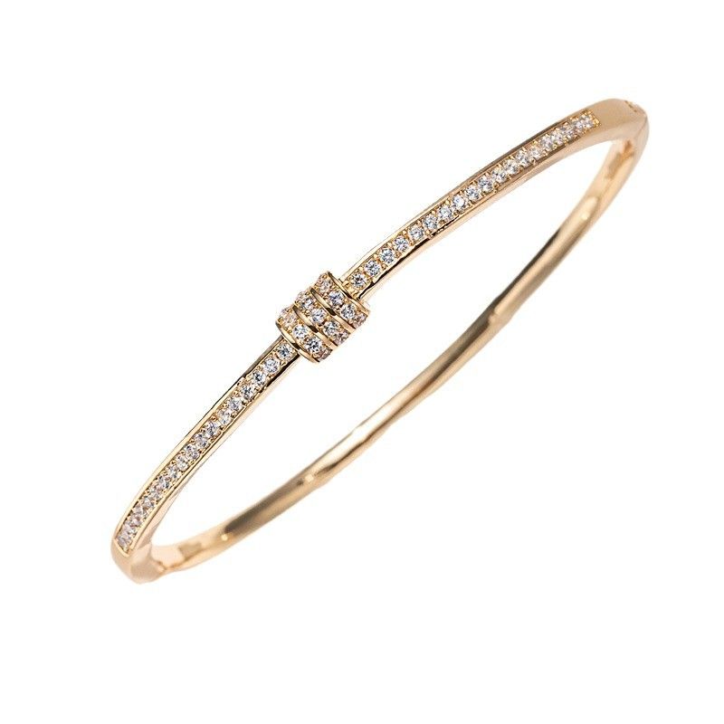 Klassisches Temperament Glücksarmband Mikro eingelegter Zirkon offenes Armband Schmuck für Frauen_voghion.com