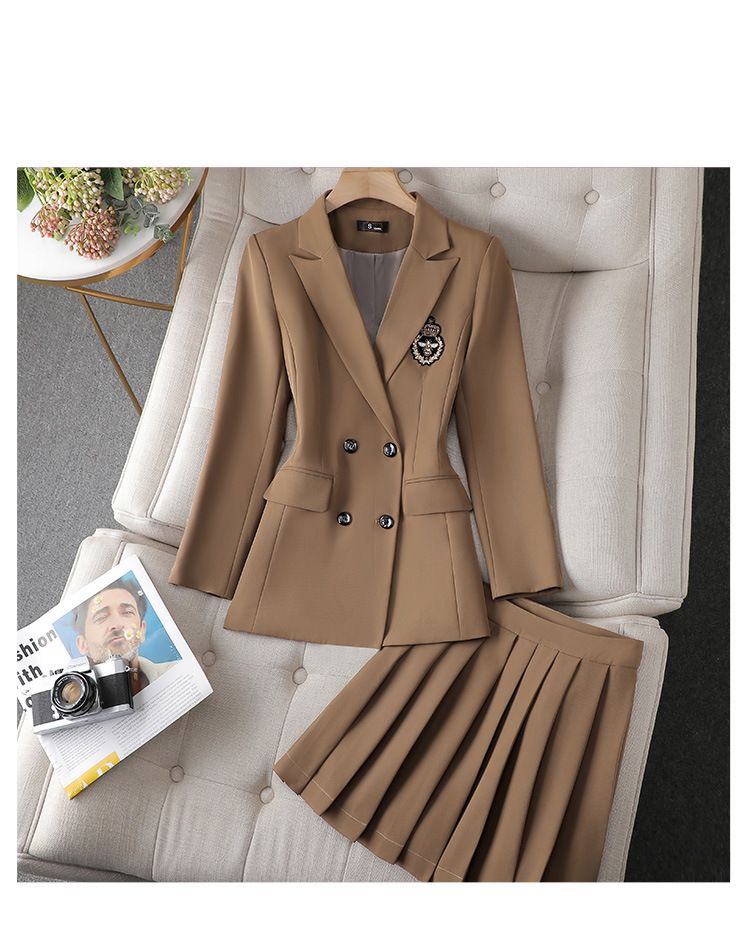 Women's Clothing Green Suit Pleated Skirt Suit Women's Autumn New Autumn Coat Women's Temperament High End Jk Small Suit_voghion.com
