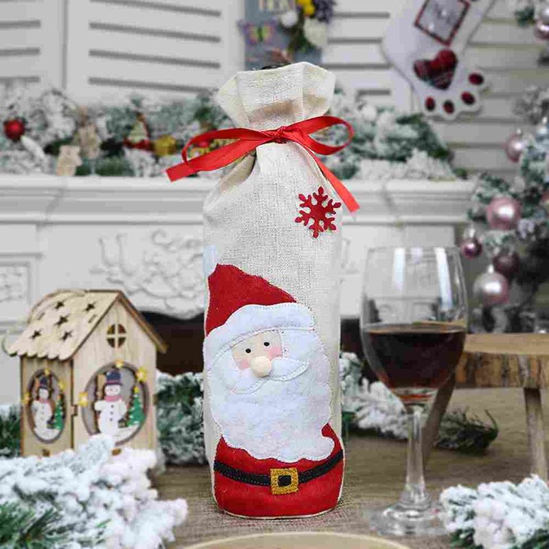 2Pcs Merry Christmas Supplies Red Wine Bottle Set Santa Claus Red Wine Bag Household Christmas Decorations_voghion.com