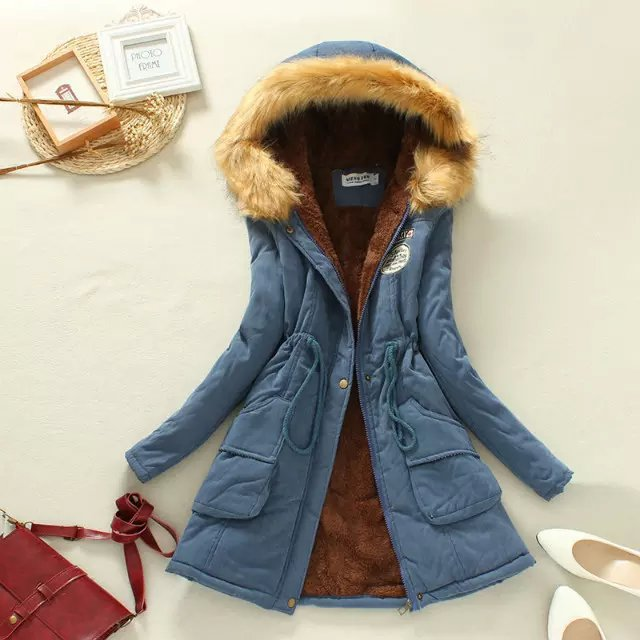 Women's Clothing Long Plush Fleece Lined Winter Coat With Faux Fur Hood, Warm Oversized Jacket For Cold Weather_voghion.com