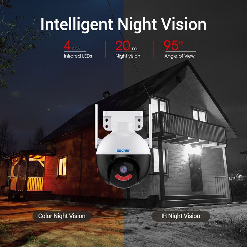 Telecamera IP WiFi intelligente QF300 da 4 MP con supporto rilevamento umanoide AI/tracciamento automatico/archiviazione cloud/visione notturna vocale bidirezionale, tipo di spina: spina UE_voghion.com