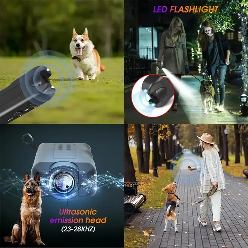 Mini repellente per cani, portatile, antiabbaio, con luce LED ultrasonica, ricaricabile, strumento di addestramento per tutti i cani, accessori per animali domestici_voghion.com