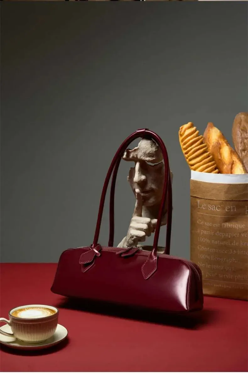 Hifashion Genuine Leather Underarm Shoulder Bags For Women 2025 Designer Top Handle Tote Purses Sausage Ladies Handbags_voghion.com