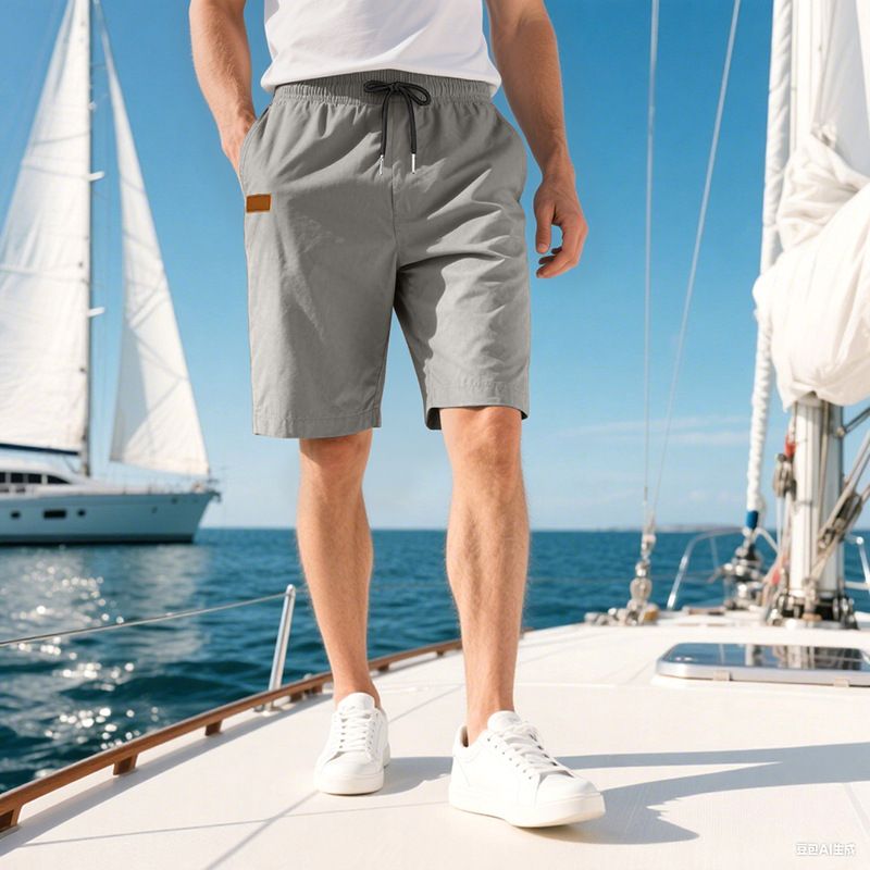 Pantalones de playa para hombre, de verano, informales, ligeros y lujosos, de cinco puntos, con cordón cruzado, talla grande_voghion.com