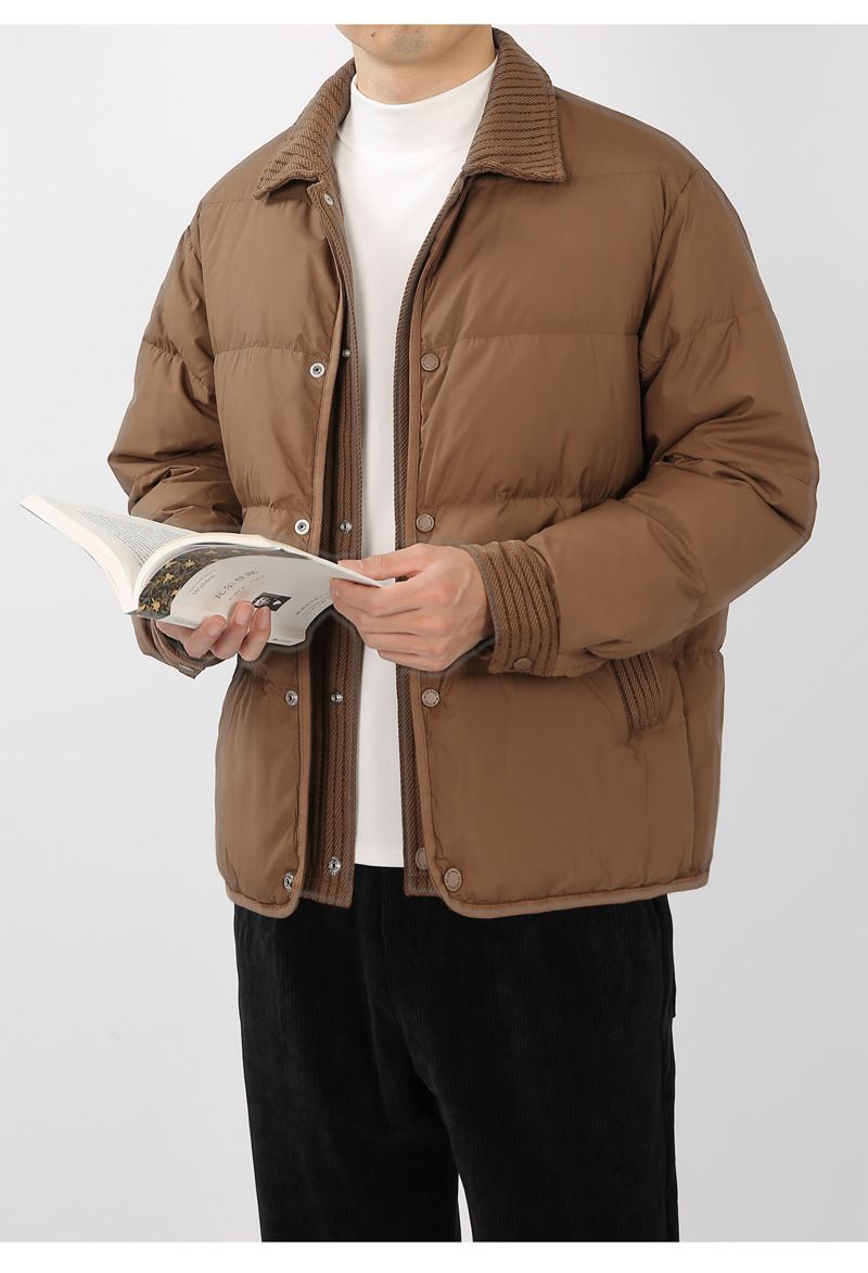 Men's Winter Stand Collar Short Down Jacket With 90% White Duck Down, Fleece Lined, Warm And Stylish Casual Puffer Coat_voghion.com