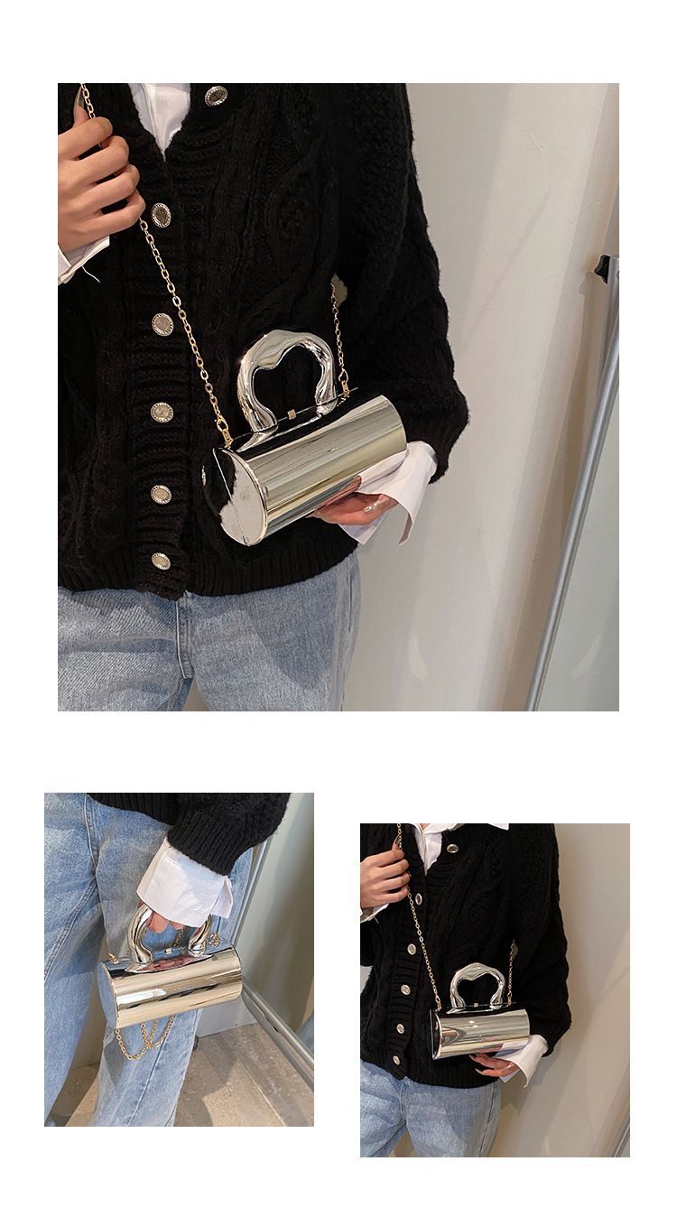 Kadın çanta çanta kadınlar için 2024 parti Ces moda silindir Mini akşam çanta Crossbody omuzdan askili çanta altın kutu_voghion.com