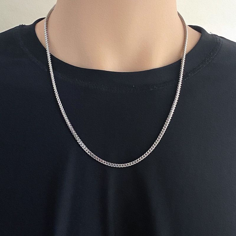 Titanium Steel Non-Fading Thick Cuban Link Necklace For Men Hip-Hop Street Style Men's Sweatshirt Plain Chain Accessory_voghion.com