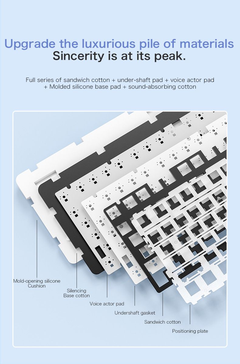 Teclado mecânico personalizado Wolf F75 Free, estrutura de vedação, teclado sem fio RGB de três modos, hot-swappable_voghion.com