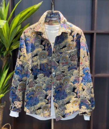 Men's Chinese Syle Prined Shir Handsome Versaile Long Sleeve Jacke Auumn Bear Trendy Turn-down Collar Ouerwear_voghion.com