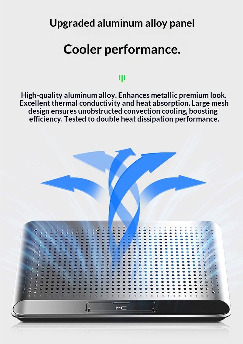 NeoGear NeoGear Computer Radiatore in alluminio Supporto in lega di raffreddamento per laptop Semiconduttore Nuo Xi Q5 Base Ventola silenziosa Argento Nero_voghion.com
