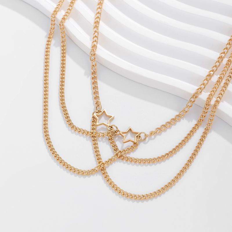 Collana da donna, collana dorata con ciondolo, gioielli in oro, stile etnico, punk, regolabile, in lega, con stella a cinque punte, croce, catena per braccio e gamba_voghion.com