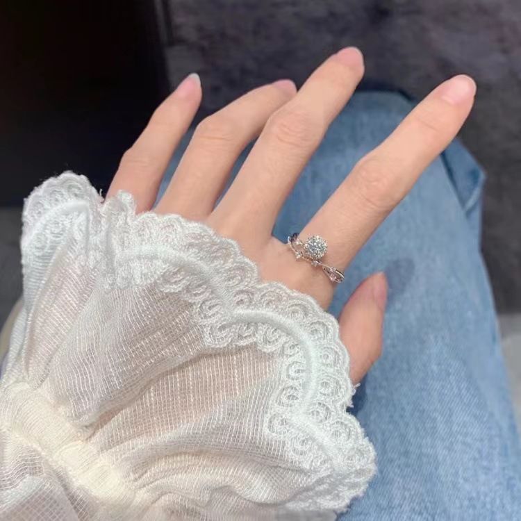 Strahlender Stern für Frauen, Moissanit, Nischendesign, modischer, verstellbarer Ring_voghion.com