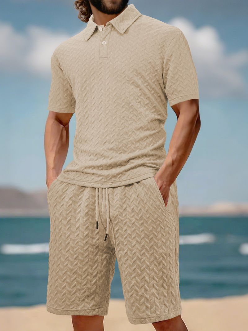 Inventario di abbigliamento maschile transfrontaliero da Europa e America, pantaloncini casual e pantaloni da spiaggia da uomo in tessuto jacquard tinta unita estivo e annodato con corda_voghion.com