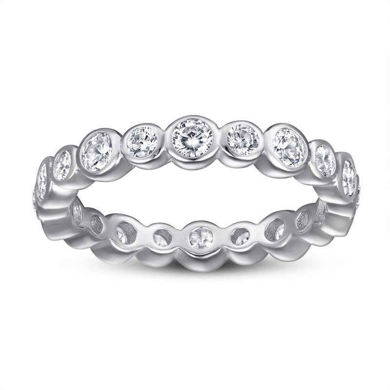 Full Diamond Row Ring - 925 Sterling Silver Rose Gold/Platinum Plated Ring_voghion.com