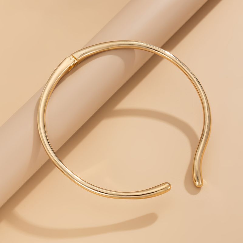 Personalized Metal Smooth Spring Open Collar Design With Ins Minimalist Water Droplet Plain Circle Choker_voghion.com