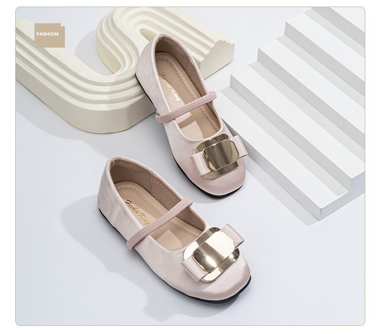 Kinderschuhe, flache Sohle, rosa Ballettschuhe, Satin, Retro-Performance, Mary Jane, quadratische Zehenpartie, weiche Sohle, ein Riemen, Mädchenschuhe_voghion.com