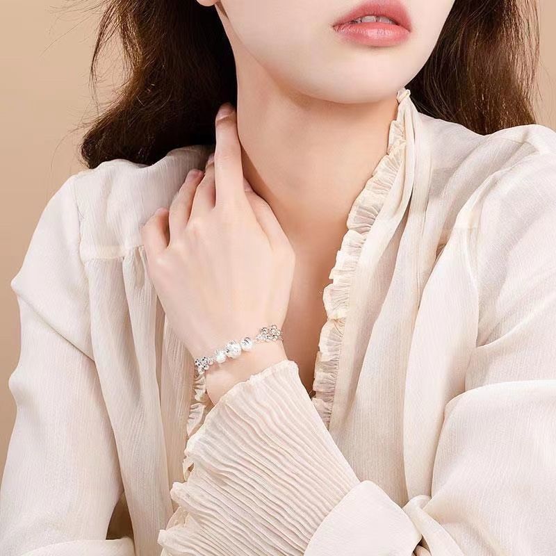 Bracelet de perles porte-bonheur en argent pur 999, trois mondes, pour femme, cadeau de Nouvel An pour petite amie, cadeau de Saint-Valentin_voghion.com