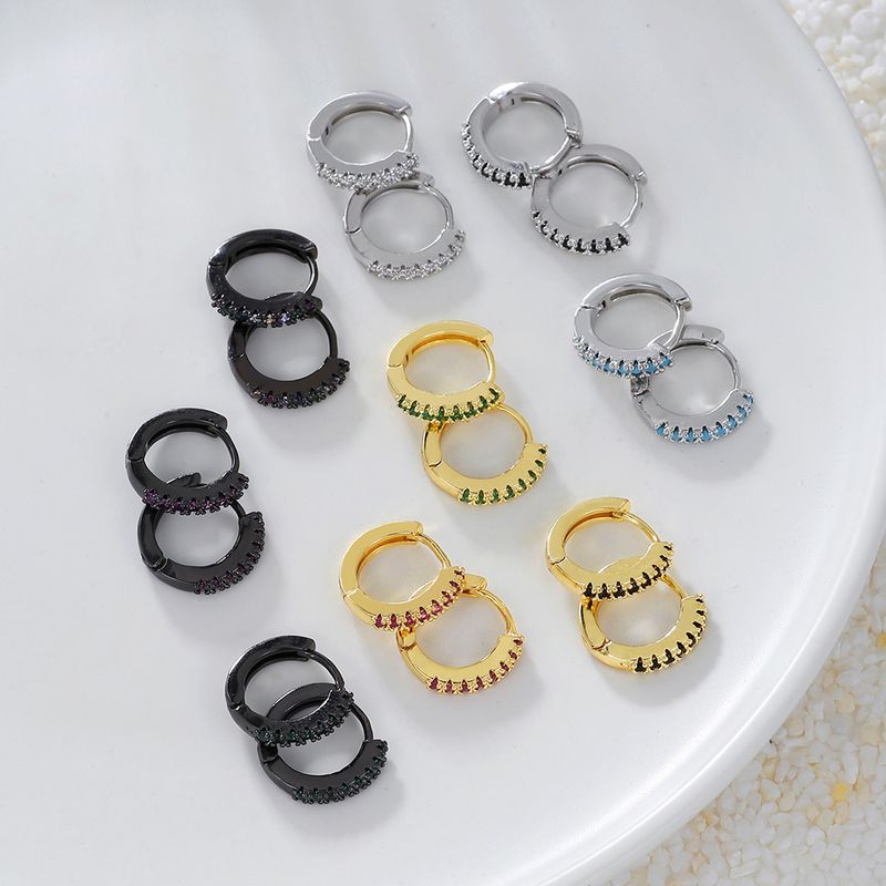 Popular Color Zircon Ear Buckle Micro-inlaid Geometric Ear Ring Temperament Simple Personality Earrings_voghion.com