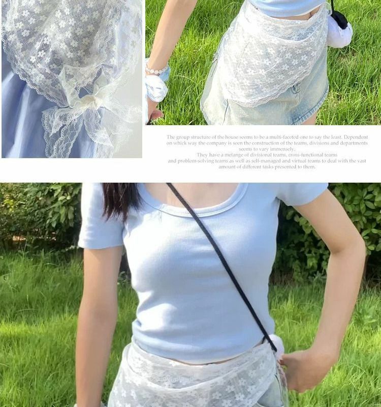 Korean 2025 New Spring Summer Heavy Lace Trim Shorts Apron Pants Skirt_voghion.com
