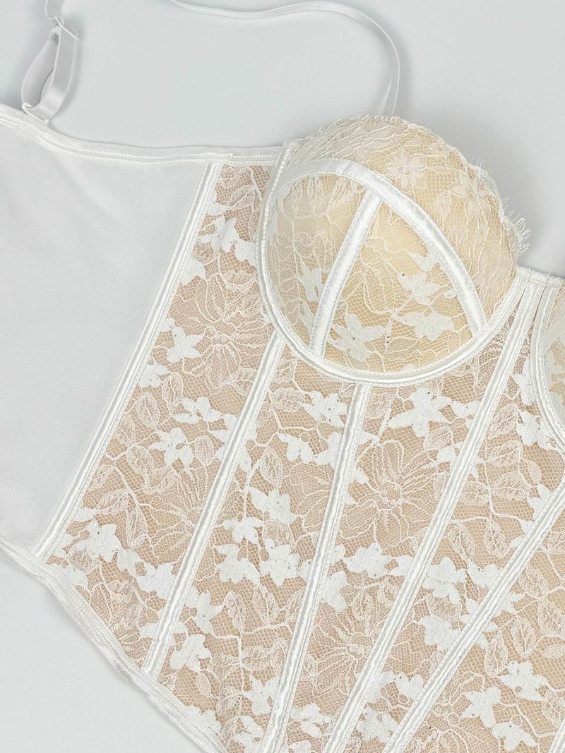 Damenbekleidung Hot Girl Schwarze Spitze Innenträger High-End-Oberbekleidung Körperformender BH mit gerafftem Fischgrätenmuster_voghion.com