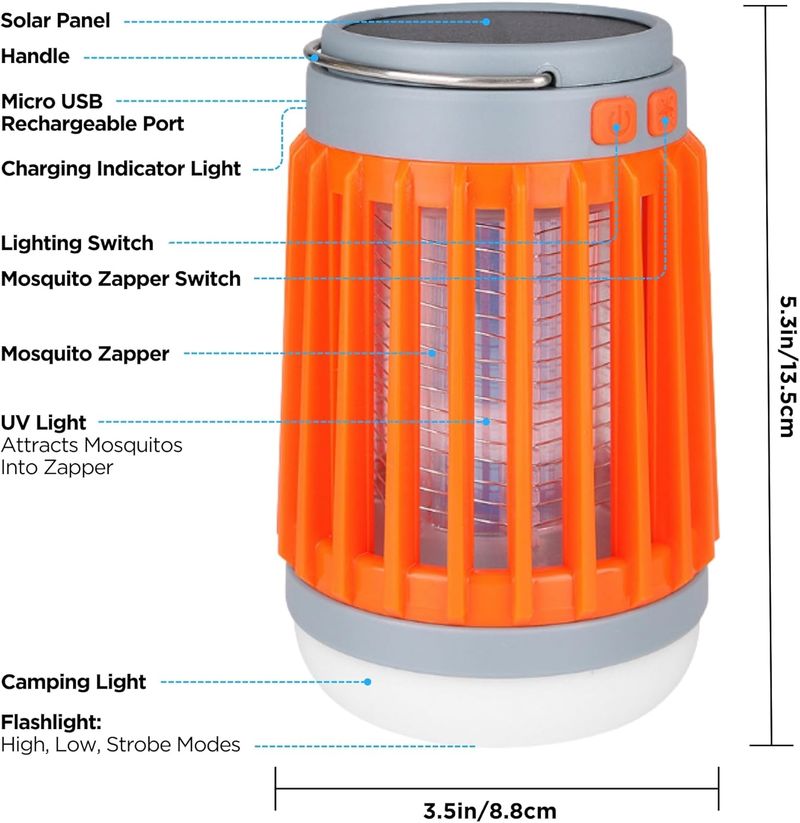Solar Bug Zapper Pro | Outdoor Waterproof | Indoor Buzz Blast | Light Flasher_voghion.com
