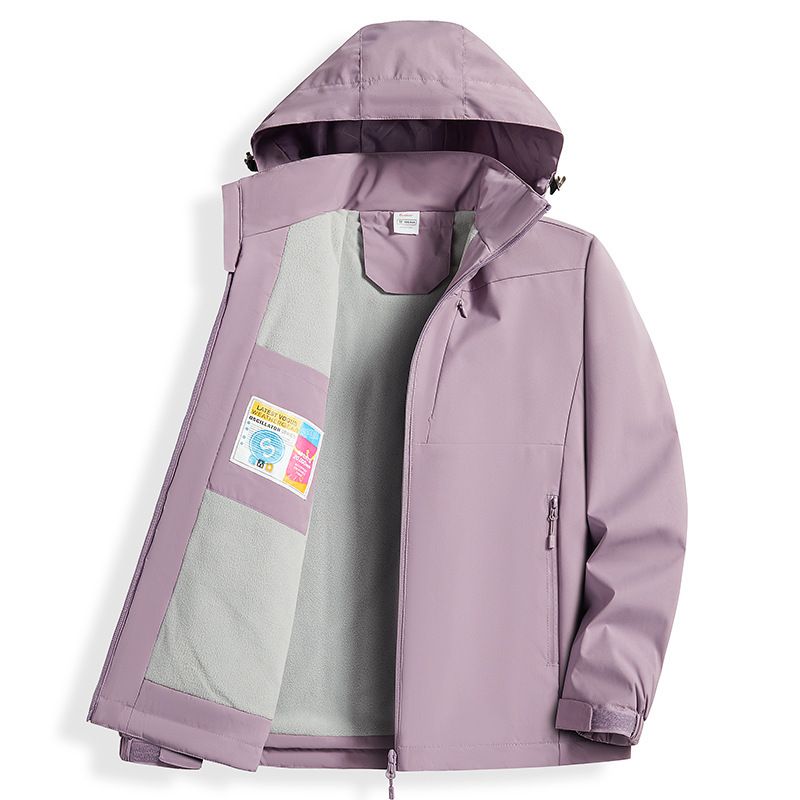 Giacca calda e spessa foderata in pile per uomo e donna, antivento, impermeabile, con cappuccio per escursioni autunnali e invernali_voghion.com