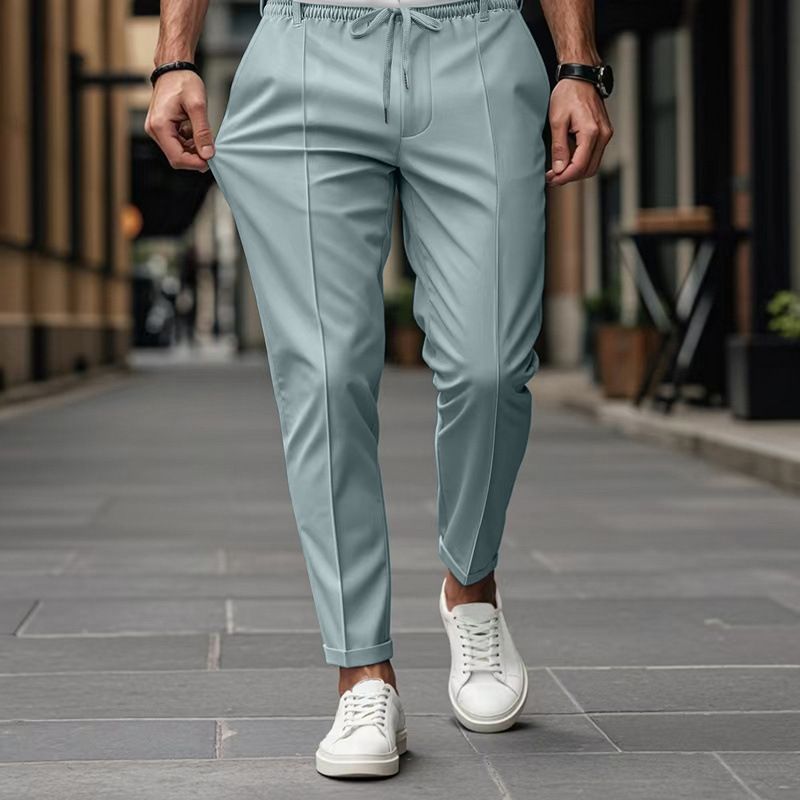 Spring And Autumn American Style Solid Color Casual Simple Plus Size Men's Business Slim Fit Tapered Pants_voghion.com