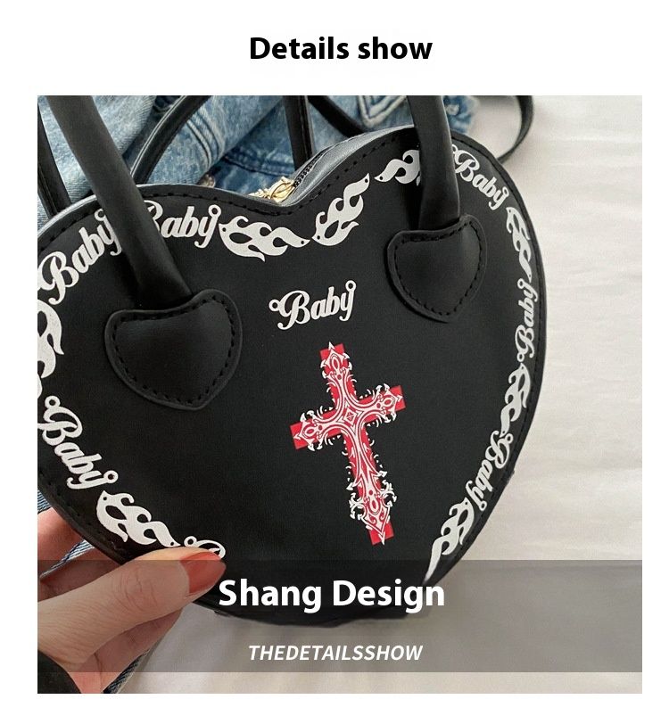Borsa da donna personalizzata Rivet Punk Dark 2024 Nuova borsa a forma di cuore, borsa a tracolla incrociata, borsa a tracolla per donna_voghion.com