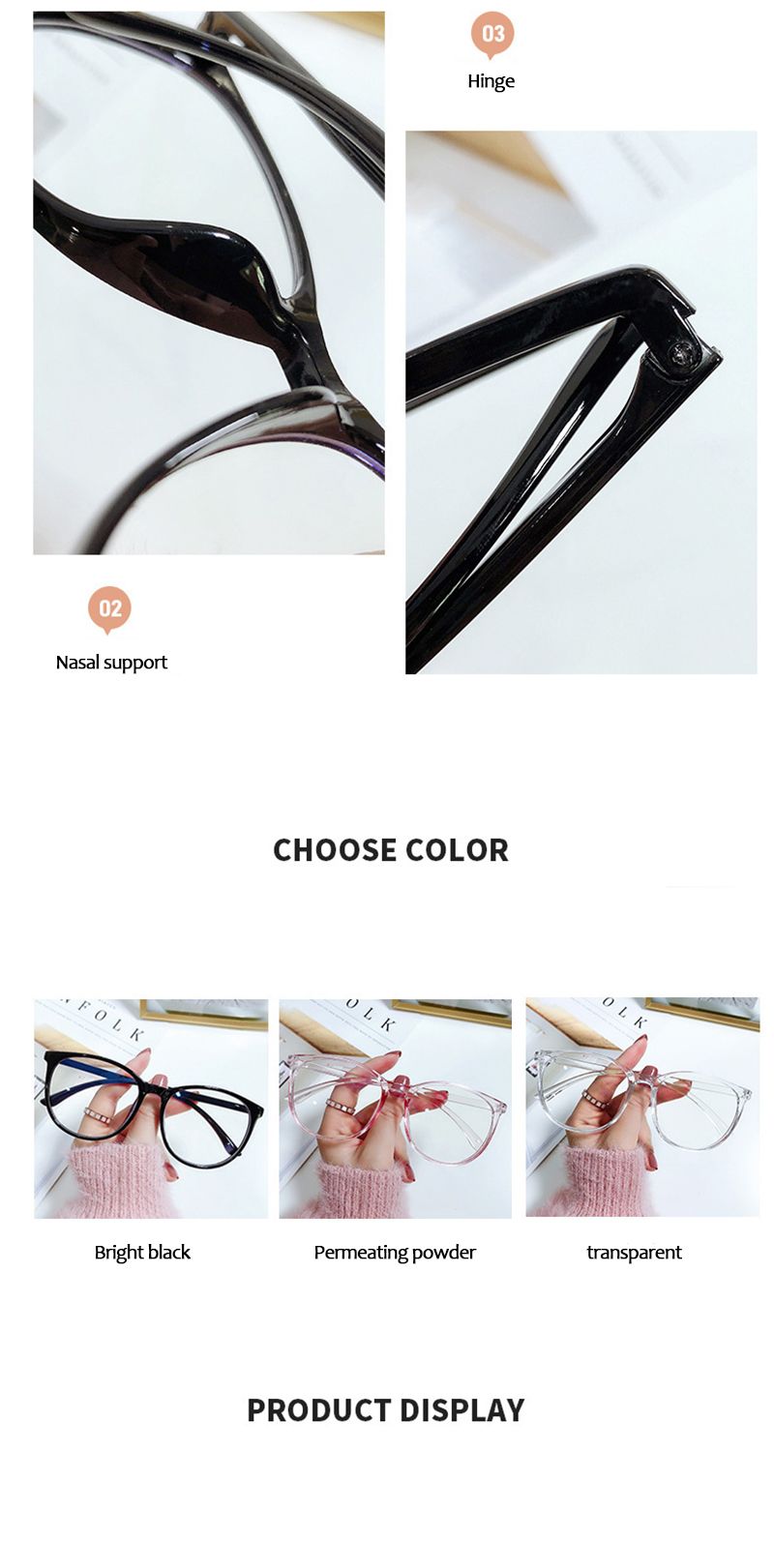 Occhiali da vista rotondi anti luce blu trasparenti da donna e da uomo, alla moda_voghion.com