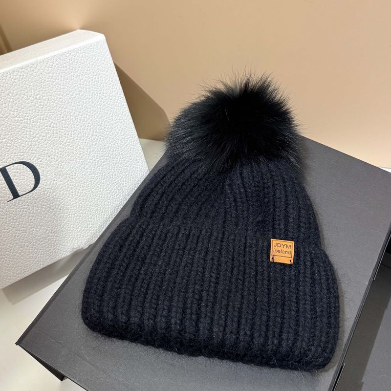 high Quality Fox Ball Rabbit Hair Knitted 2025 Winter New Warm With Yarn Women's Hat_voghion.com