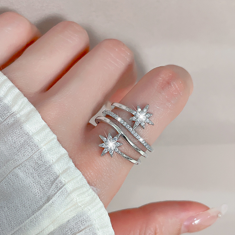 Sello VENUS Sier Color Starlight anillo para mujer chica joyería de doble capa regalo de cumpleaños Dropshipping quien_voghion.com