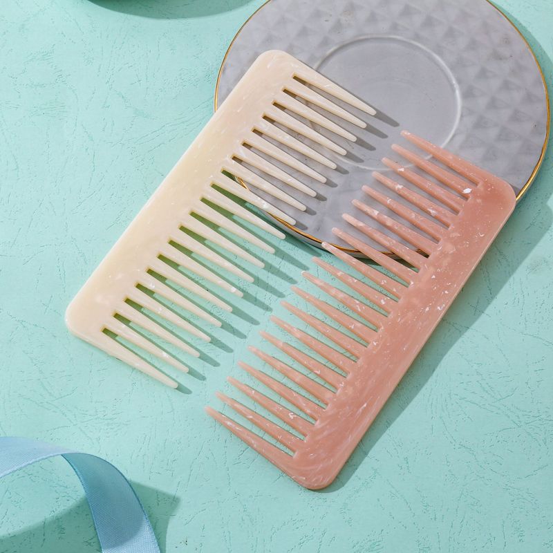 Marble Pattern Wide Tooth Home Use Smooth Massage Dry And Wet Dual-use Straight Hair Perm Anti-static Women's Comb_voghion.com