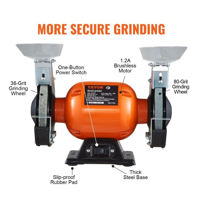 Table With Grinder 80Grit 36 With Grinding Grinder Inch 2.1A 3550 Bench Motor Bench Wheel Brushless Speed Grinder Single 6 RPM_voghion.com