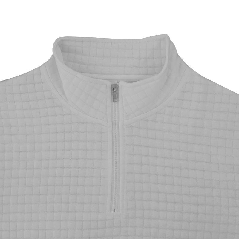Felpa con cappuccio a quadri piccoli da uomo, primavera e autunno, con collo alto e mezza cerniera, da uomo_voghion.com