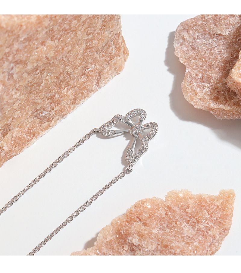 Collana con ciondolo a forma di fiocco in oro rosa, catena per clavicola, design personalizzato, alta qualità, con farfalla cava e diamanti_voghion.com