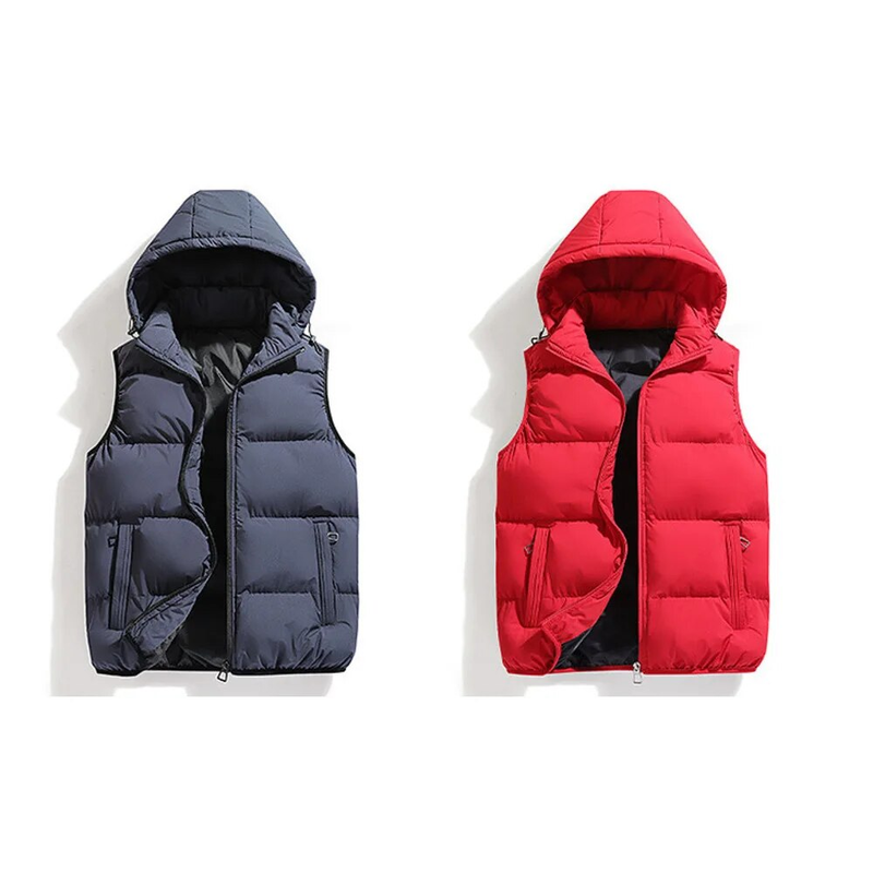 Gilet da uomo in cotone autunno e inverno nuovo grande giacca in cotone tinta unita con cappuccio_voghion.com