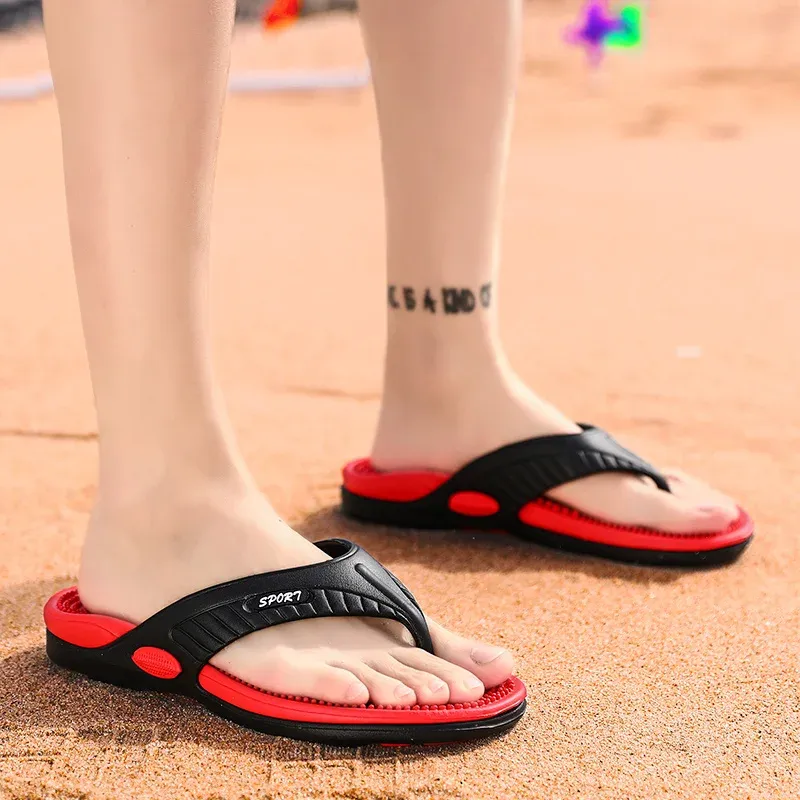 Massage-Flip-Flops für Herren, atmungsaktive Sommer-Strandschuhe, Sandalen für Herren, luxuriöse Flip-Flops, atmungsaktiv, Übergröße, Herren-Hausschuhe, Größe 46_voghion.com