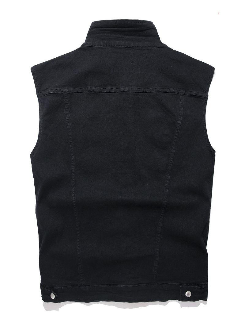 Men's Clothing New Style Trendy Fashion Denim Vest Simple And Versatile Casual Denim Jacket_voghion.com