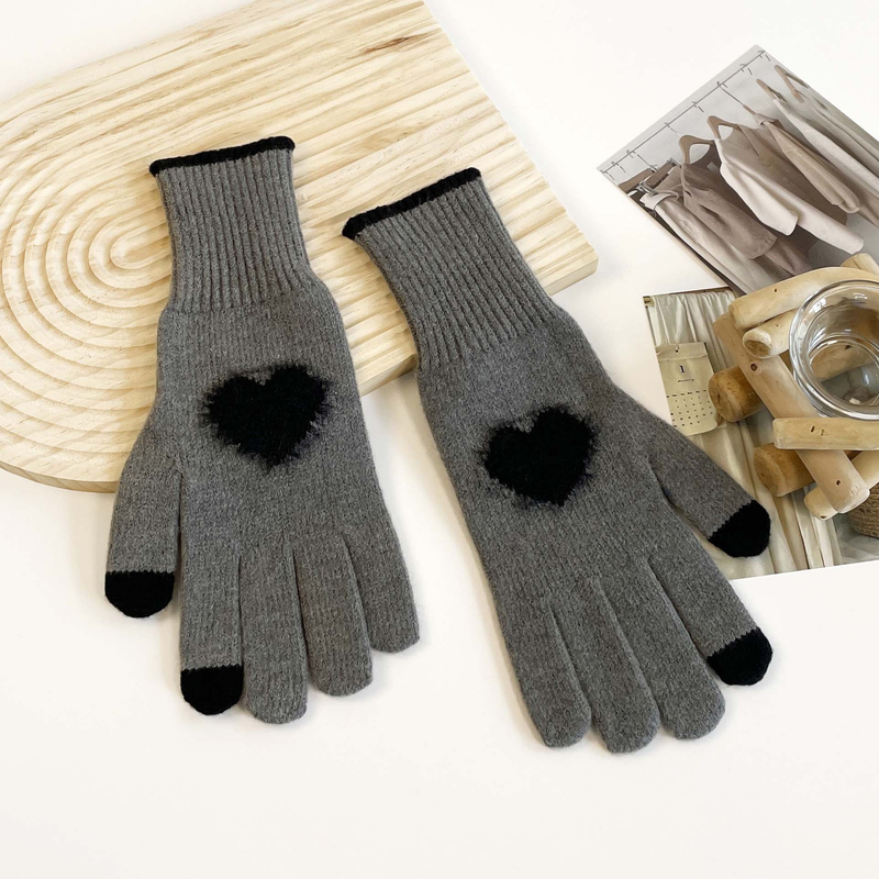 Teléfono de invierno para mujer, de color sólido, abierto, con pantalla táctil, tejido de lana gruesa, cálido, moderno, edición coreana_voghion.com