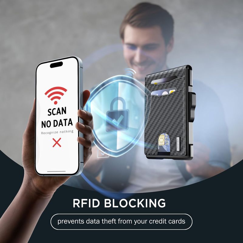 Men's Bags New Carbon Fiber Dollar Clip Genuine Leather Wallet Card Holder Large Capacity Card Slot Anti Theft Wallet Men's Genuine_voghion.com