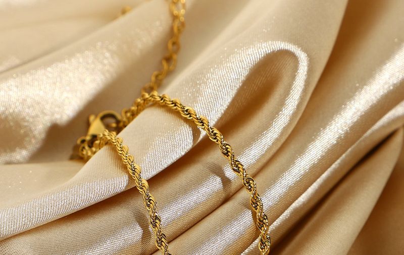 Classic Gold Rope Fried Dough Twists Chic Gift Gold-plated Stainless Steel Fashion Bracelet Jewelry Batch_voghion.com