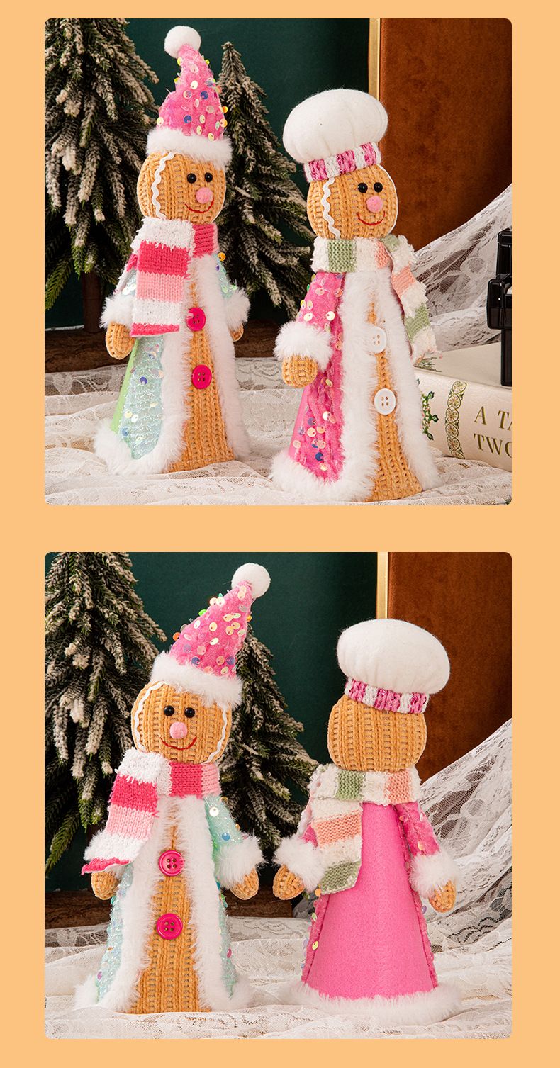 Ornement de Noël vintage représentant un bonhomme en pain d'épice debout - Décoration festive pour les fêtes, la maison et le bureau_voghion.com