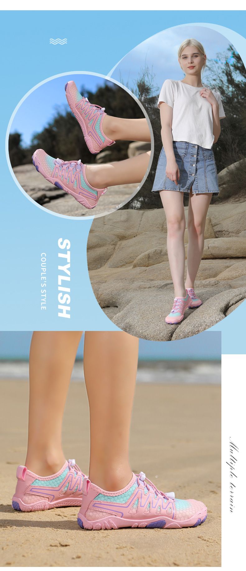 Five-Finger Couple Style Wading Snorkeling Rafting Fishing Stream Trekking Diving Shoes Beach Surfing Lace-Up Non-Slip_voghion.com