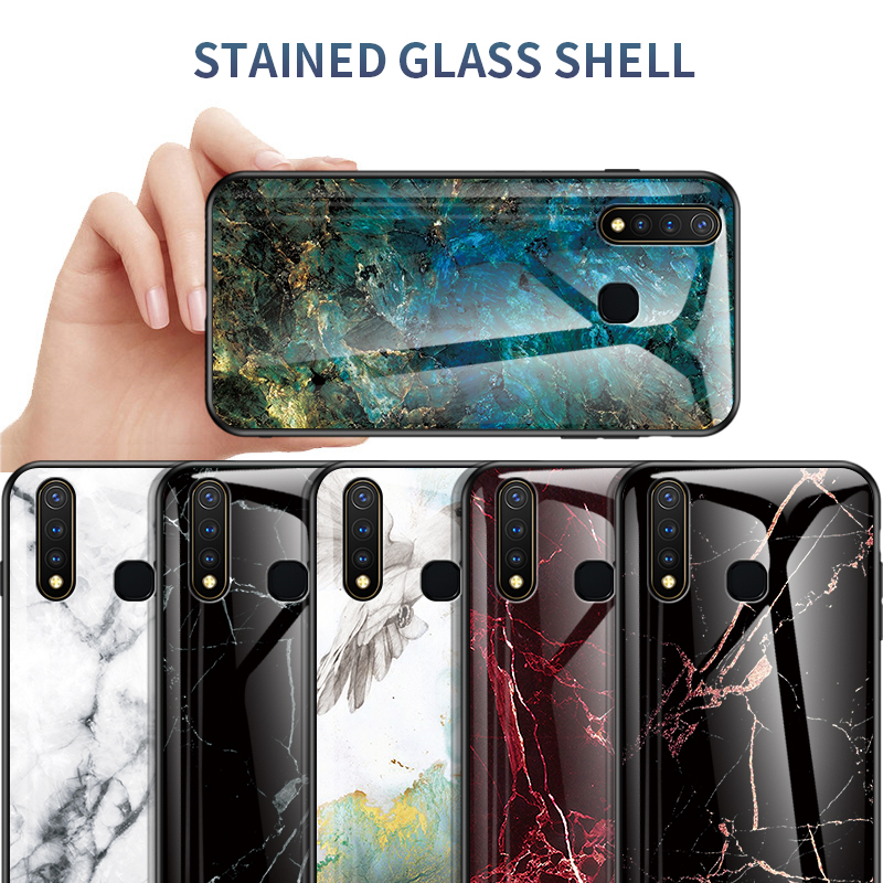 For VIVO Y97 Y93 Y95 Y81 Phone case Luxury Marble Glass Soft Silicone Frame Hard Cover For Y71 Y70S_voghion.com