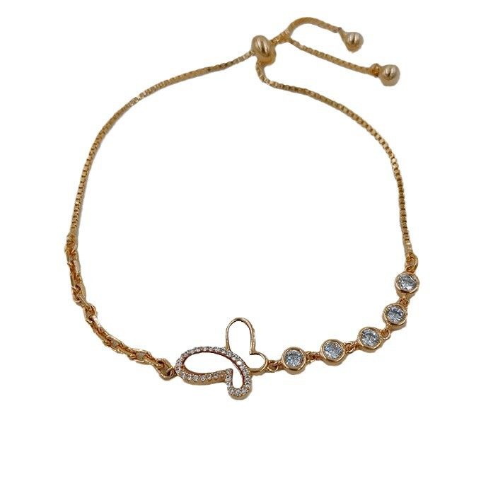 Dynamic Mother-of-Pearl Asymmetric Butterfly Bracelet Korean Fashion New Trend Pull-String Light Luxury Versatile_voghion.com