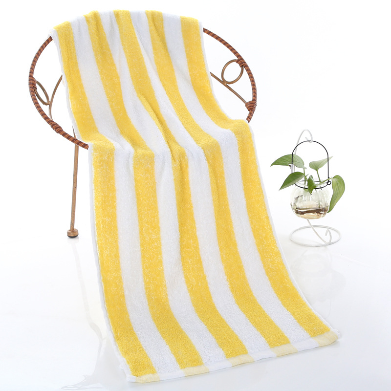 Pure cotton bath towel jacquard stripe 35 * 90 soft absorbent large towel can be embroidered as an advertising gift_voghion.com