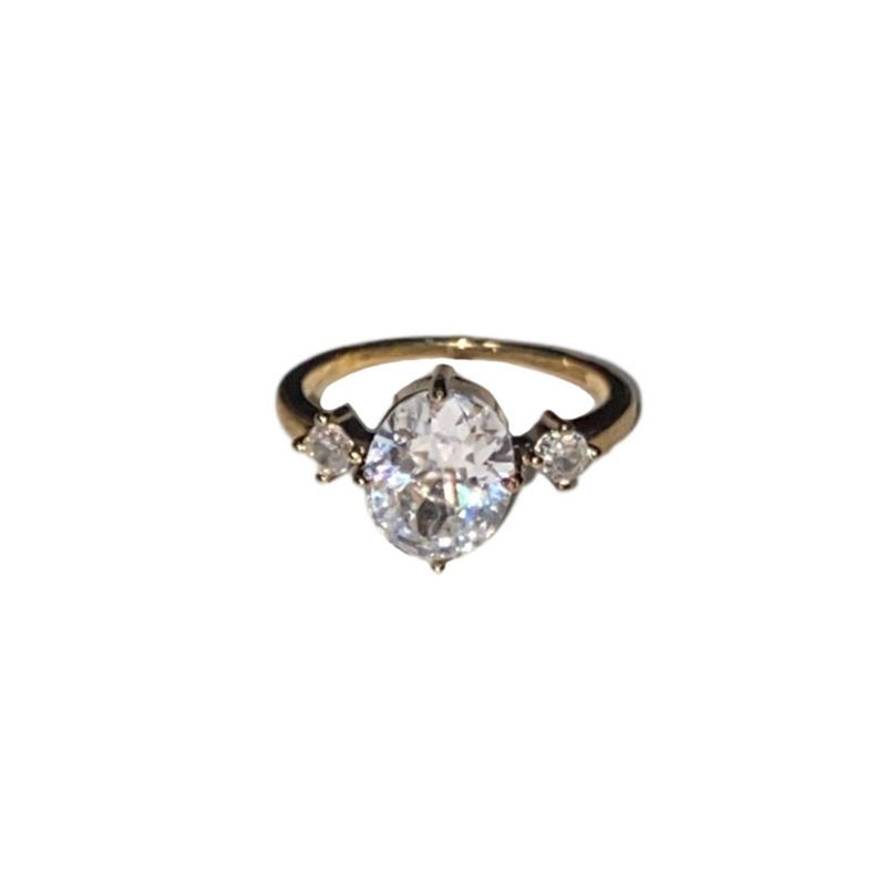 Vintage Style High-Rise Pigeon Egg Moissanite Stackable Joint Point Diamond Brushed Craft Bamboo Ring For Women_voghion.com